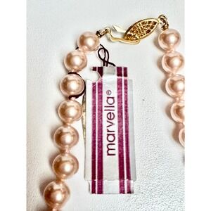 Marvella Light‎ Pink Faux Pearl Necklace Gold Tone Clasp